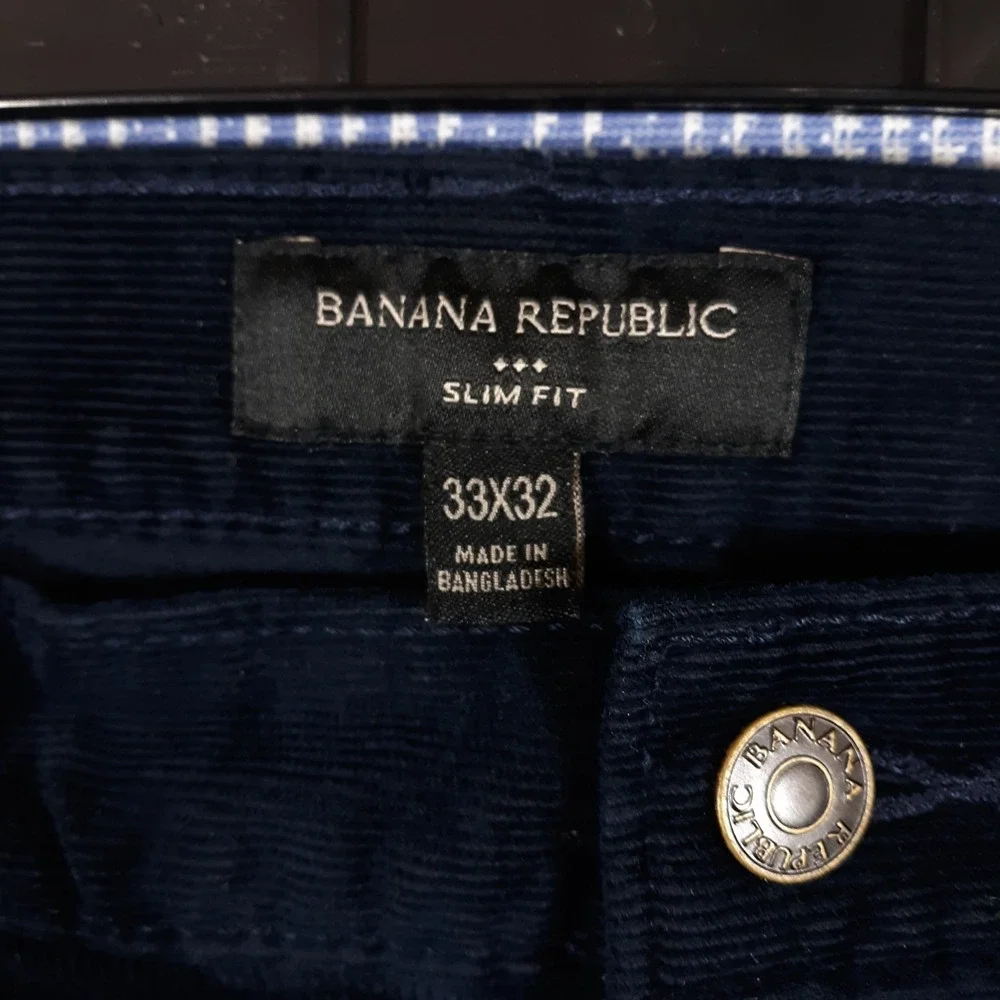 Banana Republic Corduroy Pants Mens Size 33 x 32 Slim‎ Fit Navy Straight